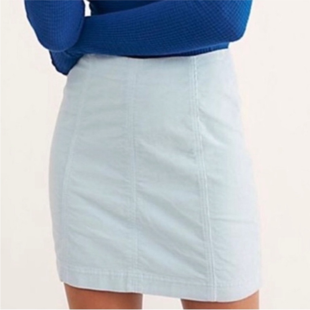 Free People Light Blue Courderoy Mini Skirt